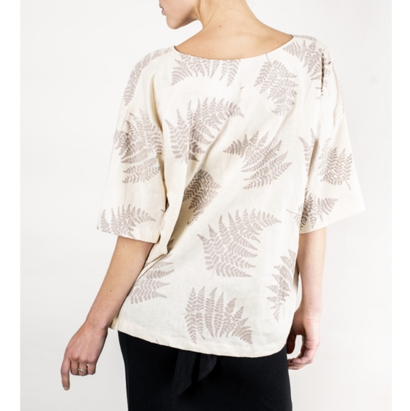 TONLE veha fern print linen popover top S M - Picture 2 of 9